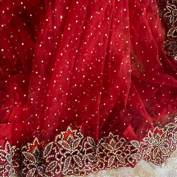 Red net sari - Picture 2 of 4